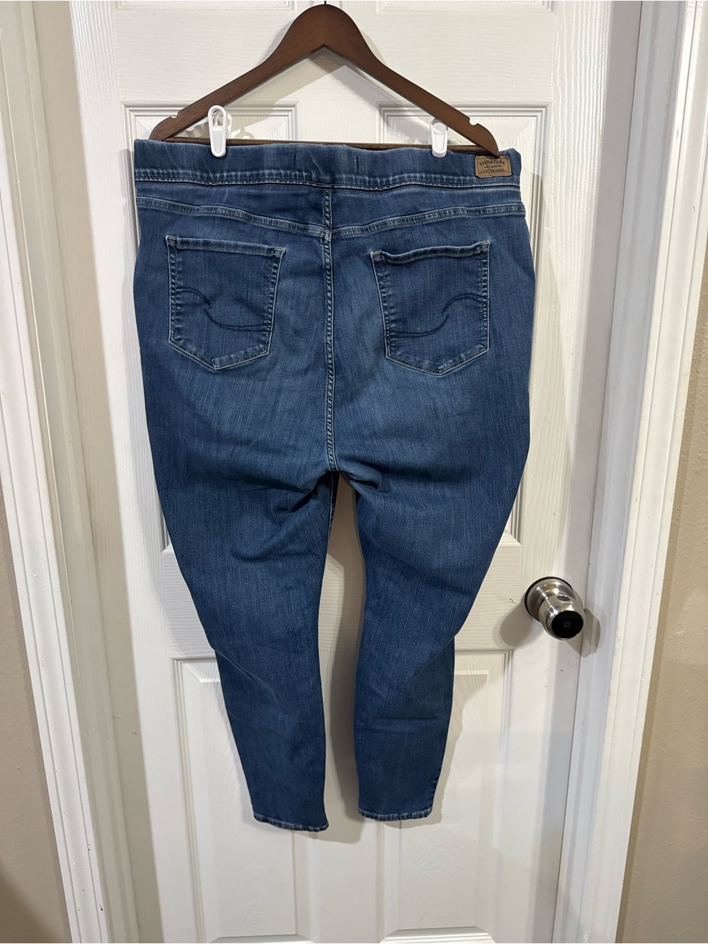 Levi Strauss Signature Pull-On Super Skinny Denim Blue Jeans Plus Size 22W - Picture 2 of 7